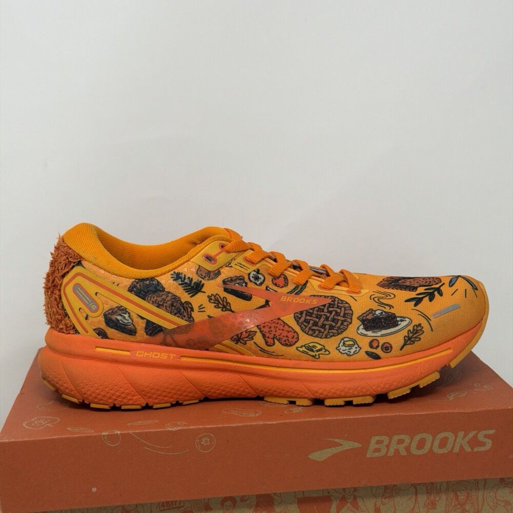 Brooks Ghost 14 Turkey Trot Thanksgiving Running Shoes Women 7B Orange AUTH - Picture 8 of 16